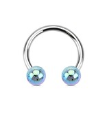 1,2mm Hufeisen Ring mit Nordlicht-Perlen