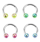 1,2mm Hufeisen Ring mit Nordlicht-Perlen