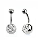 Bauchnabelpiercing 12 mm mit großer Kristallkugel – Chirurgenstahl