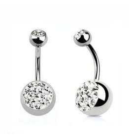 Bauchnabelpiercing 12 mm mit großer Kristallkugel – Chirurgenstahl 316L | auch 8 & 10 mm