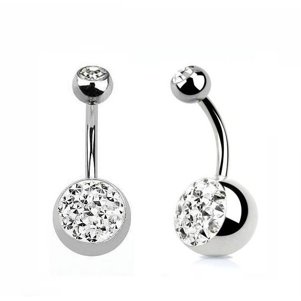 Bauchnabelpiercing 12 mm mit großer Kristallkugel – Chirurgenstahl