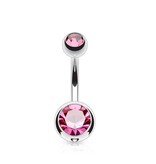 12 mm Bauchnabelpiercing mit pinken Zirkoniastein