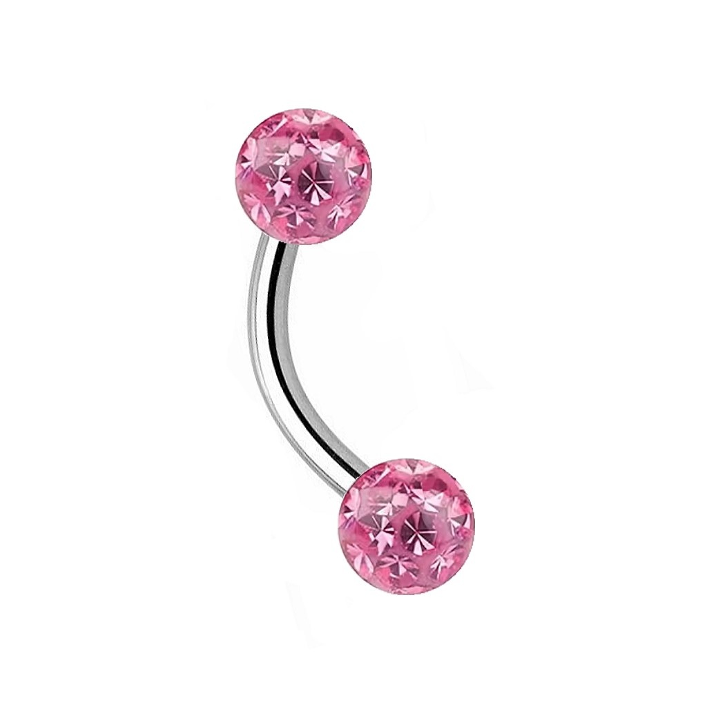 Christina Piercing mit 2 pinken Epoxykugeln