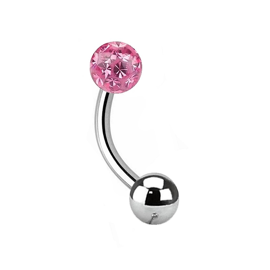 Piercing-Banane aus Stahl mit Kristall-Epoxy-Kugel