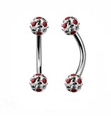 Christina Piercing mit 5mm Glitzerkugeln Kristall-Rot