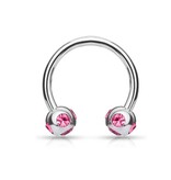 1,2 mm Hufeisenring Piercing mit pinken Stein