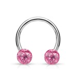 Piercing Ring mit pinken Epoxy Kugeln