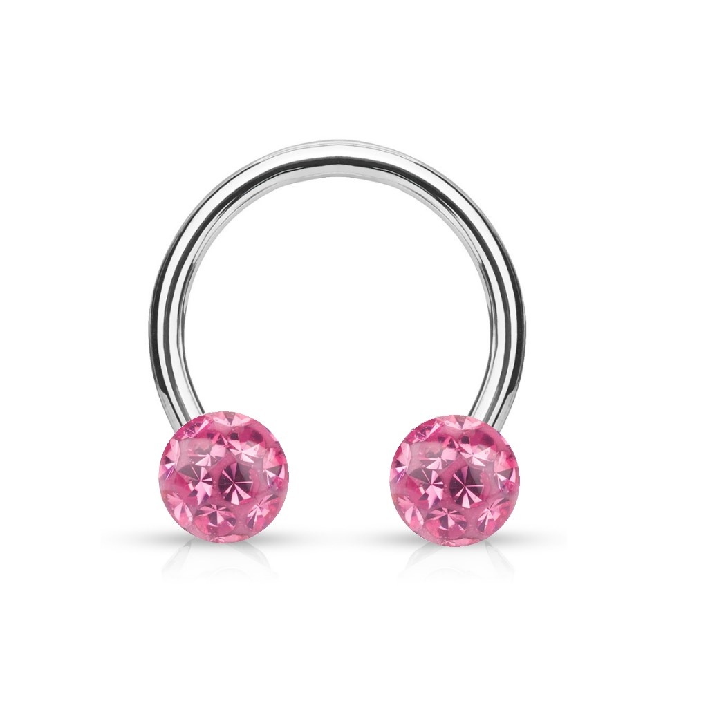 Piercing Ring mit pinken Epoxy Kugeln