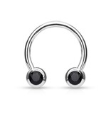 1,2 mm Hufeisen Ring mit 2 Kristallkugeln