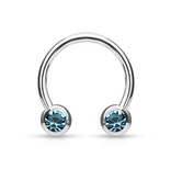 1,2 mm Hufeisen Ring mit 2 Kristallkugeln