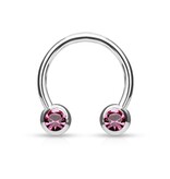 1,2 mm Hufeisen Ring mit 2 Kristallkugeln