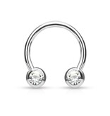 1,2 mm Hufeisen Ring mit 2 Kristallkugeln