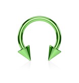 1,2 mm grüner Hufeisenring eloxiert mit 2 Spitzen