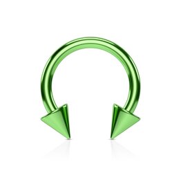 1,2 mm grüner Hufeisenring mit zwei Spitzen