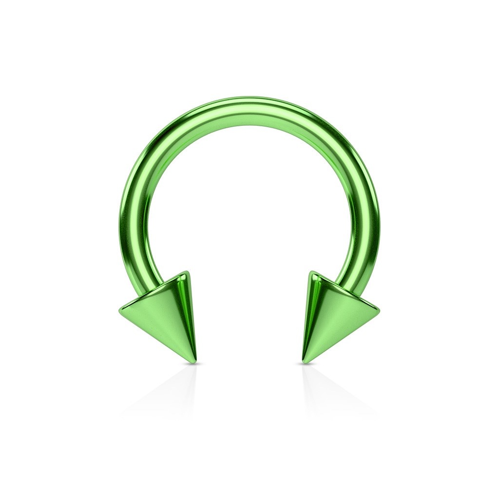 1,2 mm grüner Hufeisenring mit zwei Spitzen