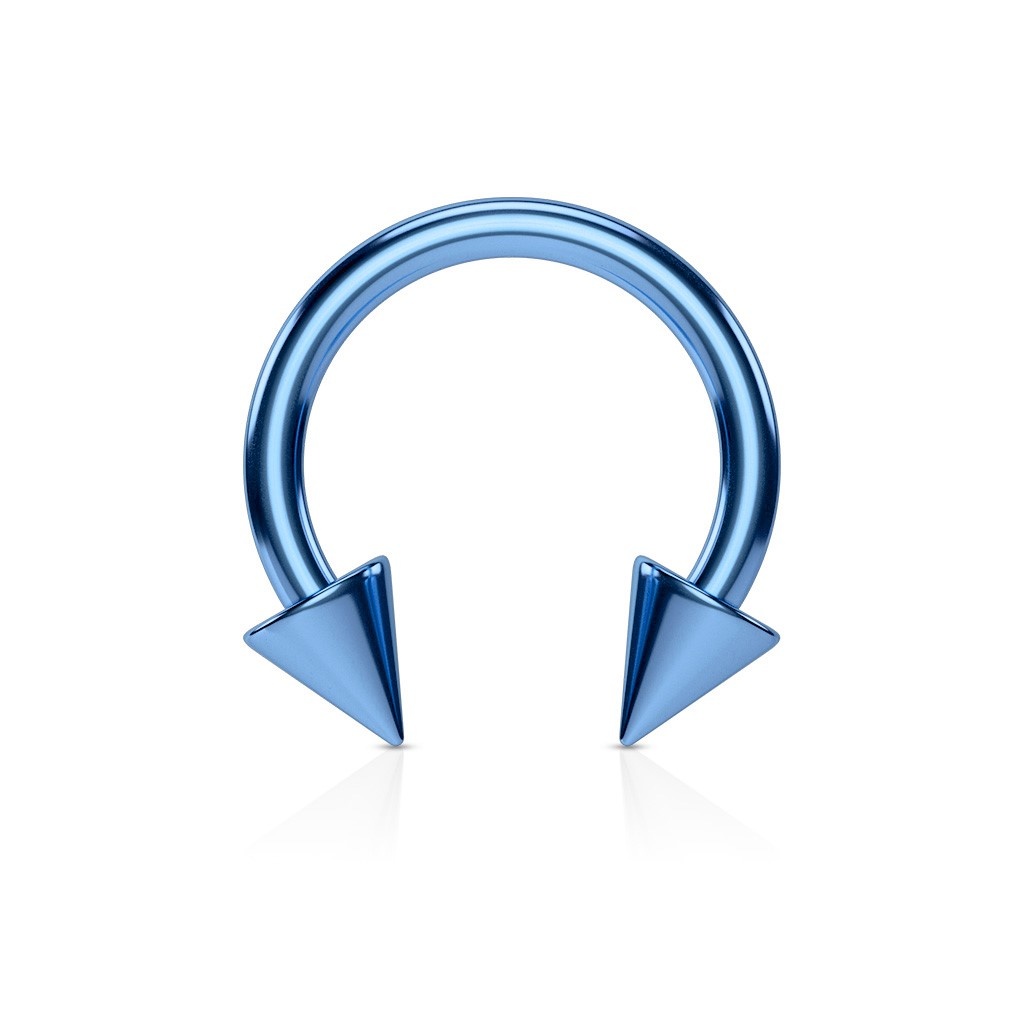 1,2 mm Piercingring eloxiert mit 2 Spitzen - Blau