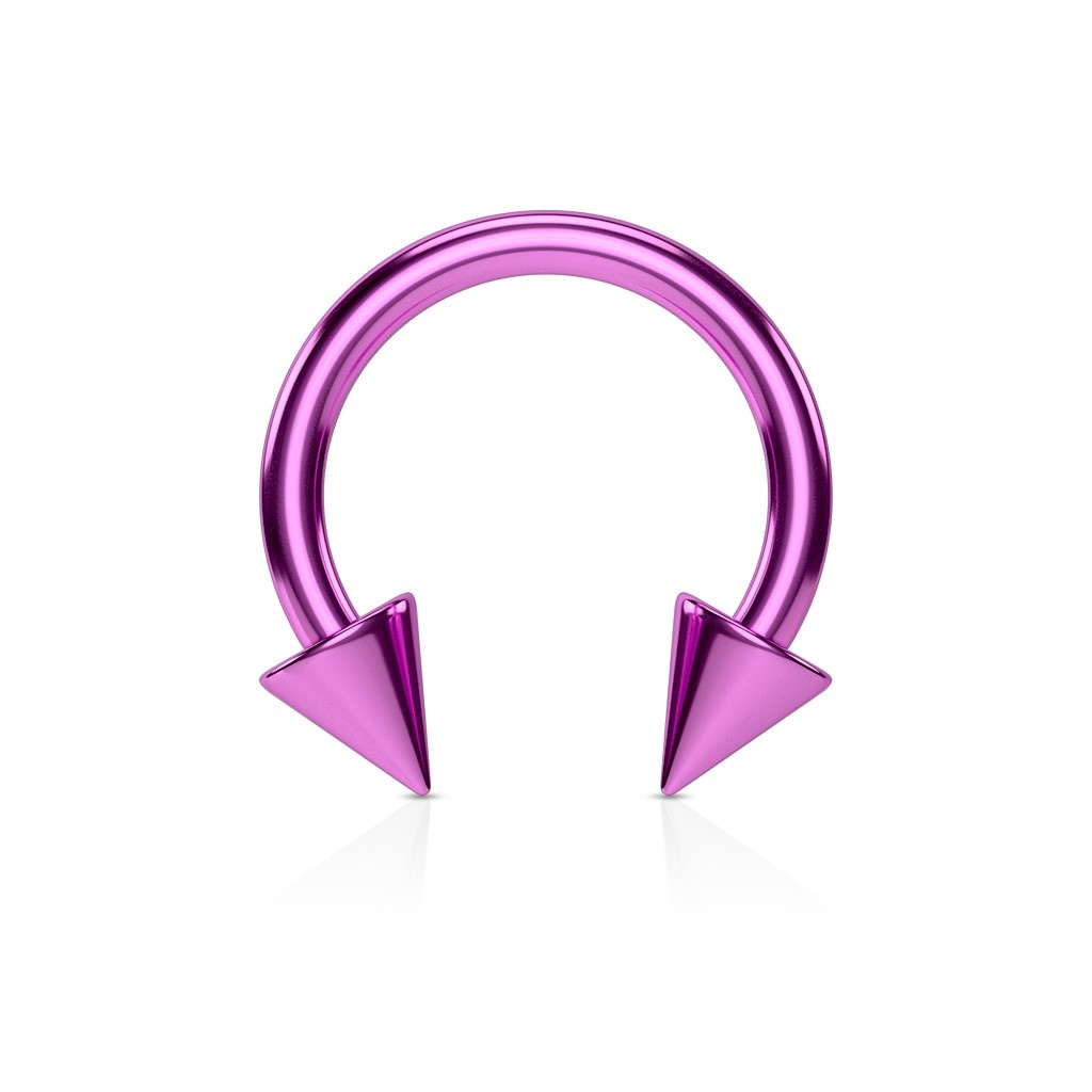 1,2 mm Piercing Ring eloxiert mit 2 Kegeln - Pink