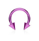 1,2 mm Piercing Ring eloxiert mit 2 Kegeln - Pink
