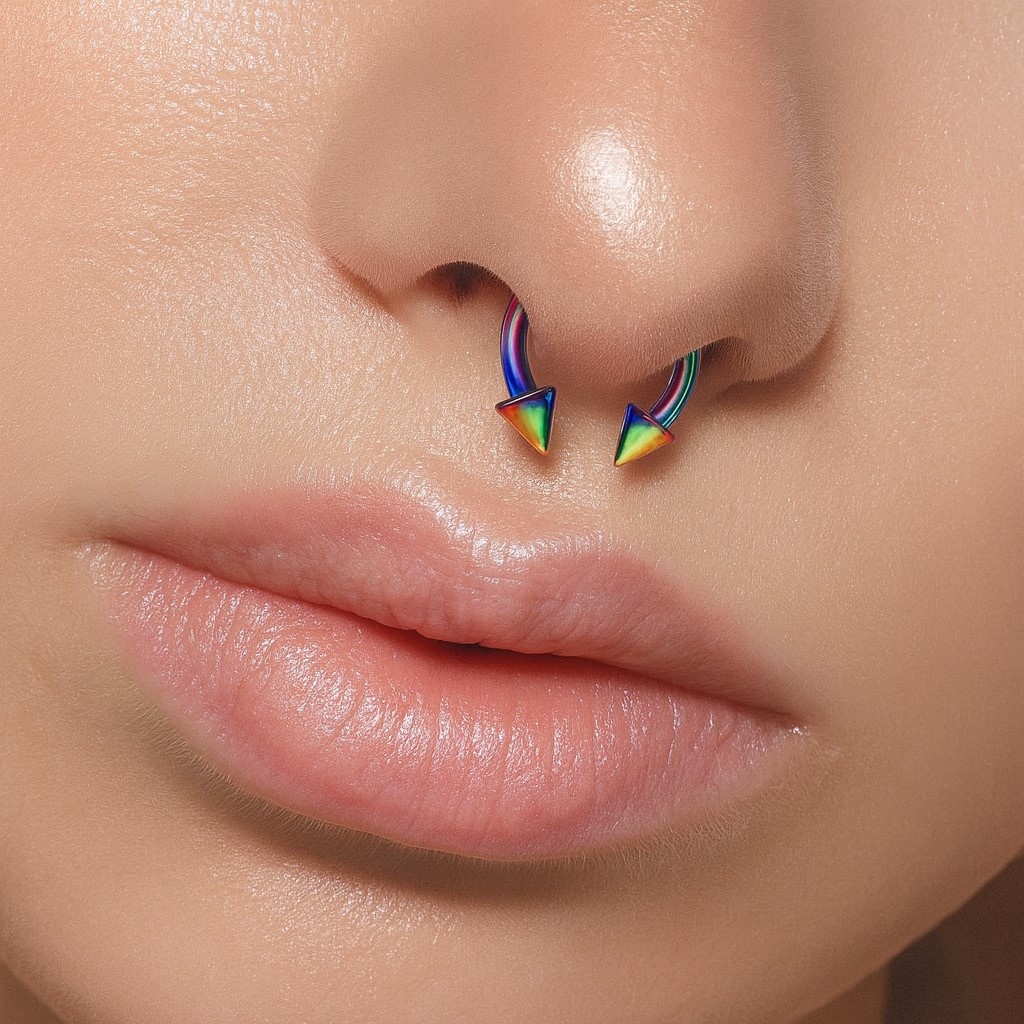 1,2 mm Hufeisenring eloxiert mit 2 Kegel