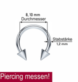 1,2 mm Piercing Ring eloxiert mit 2 Kegeln - Pink
