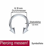 1,2 mm grüner Hufeisenring eloxiert mit 2 Spitzen
