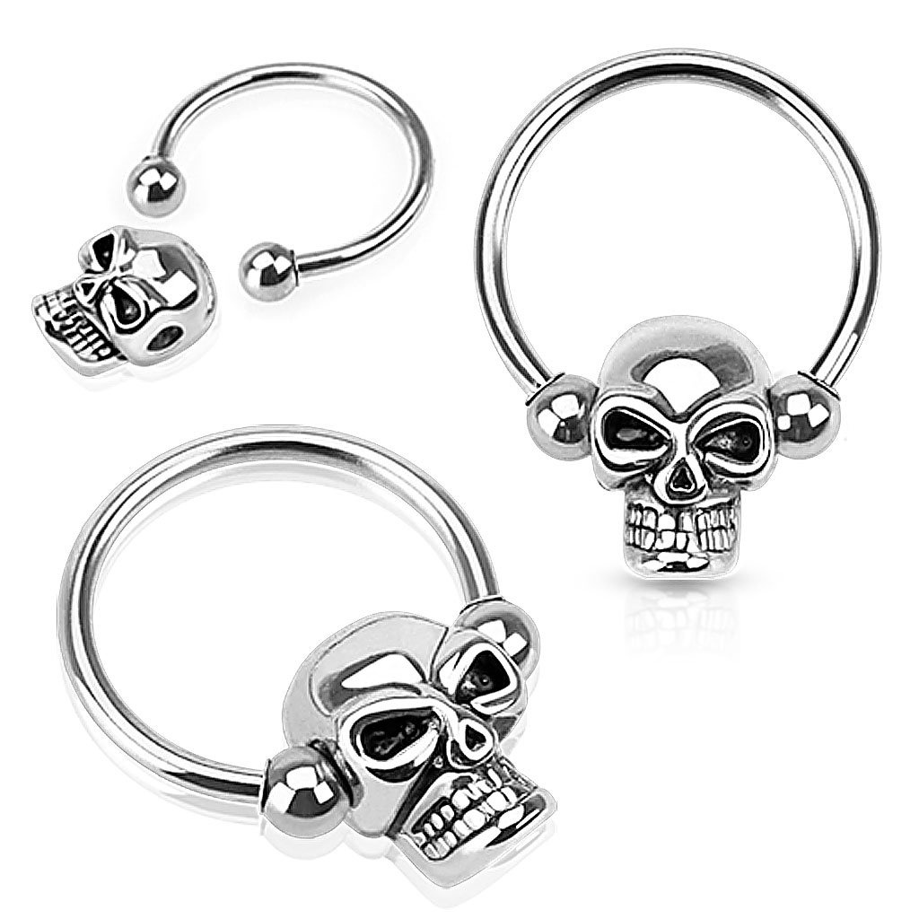 Piercingring mit coolen Totenkopf