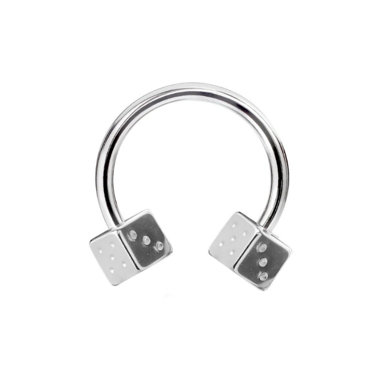 1,2 mm Piercingring mit 2 Würfeln