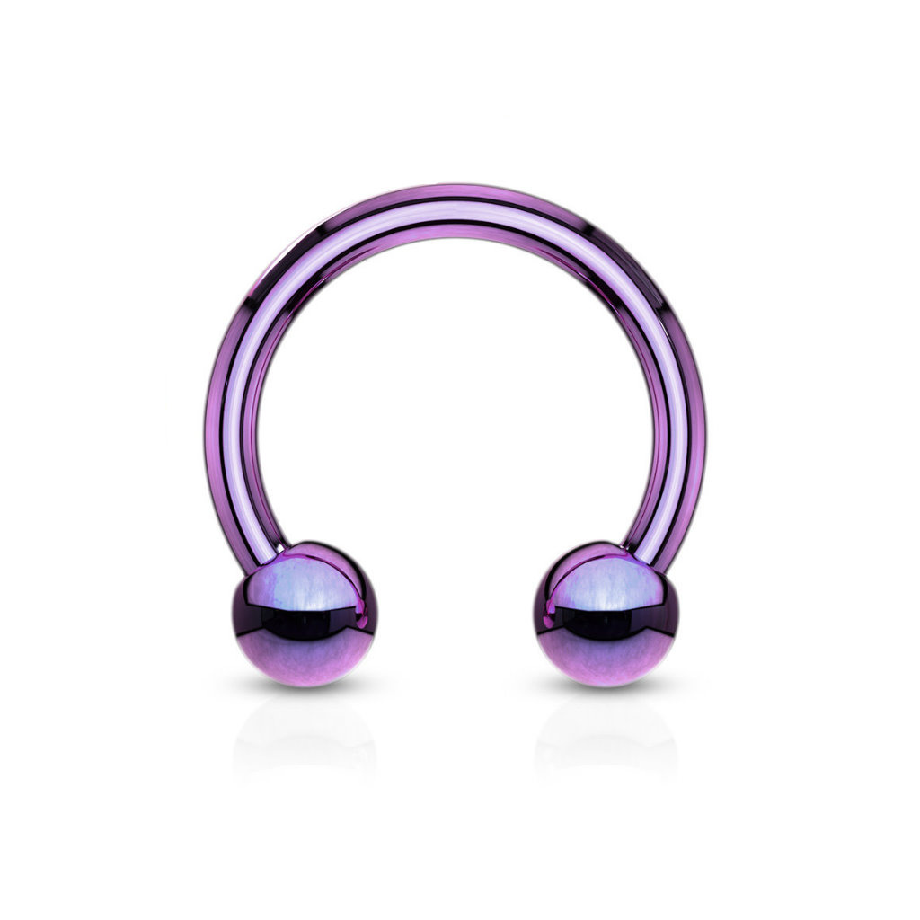 1,2 mm pinker Piercingring eloxiert mit 2 Kugeln