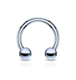 1,2 mm hellblauer Piercingring mit zwei Kugeln