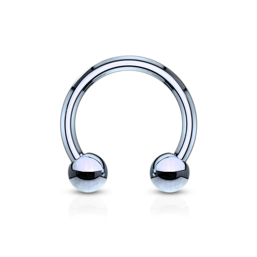 1,2 mm hellblauer Piercingring mit zwei Kugeln
