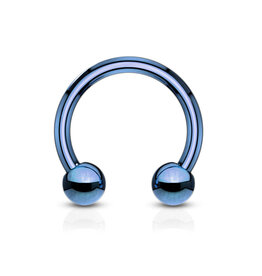 1,2 mm blauer Hufeisenring mit zwei Kugeln