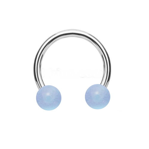 1,2 mm Piercingring mit hellblauen Kugeln