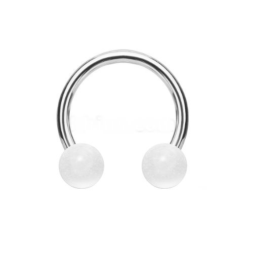 1,2 mm Piercing Ring mit weissen 2 Kugeln