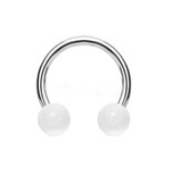 1,2 mm Piercing Ring mit weissen 2 Kugeln