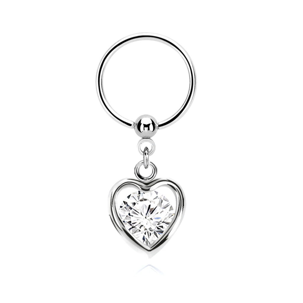 1,6mm Klitorisvorhautpiercing  mit Herz Anhänger