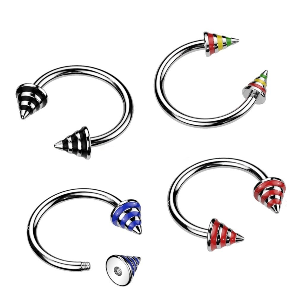 Hufeisenring 1,2 mm - schwarz gestreift