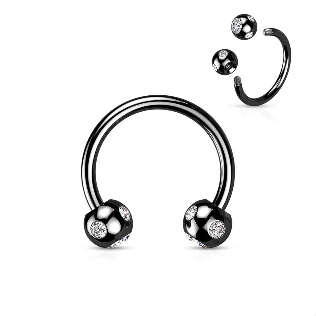 Hufeisenring schwarz 1,2 mm mit Zirkonia