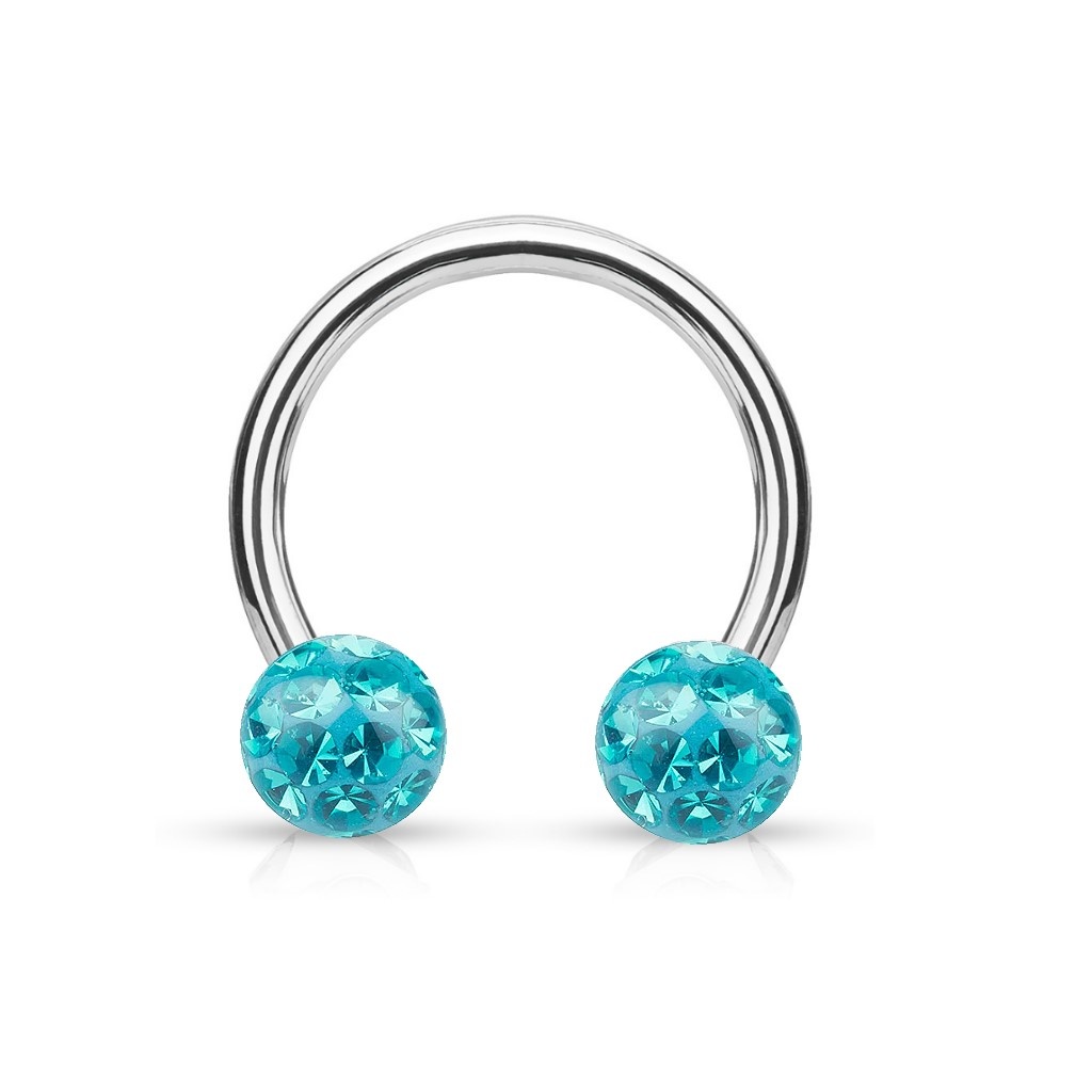 1,6 mm Hufeisenringring mit 2 türkisen Epoxy Kugeln