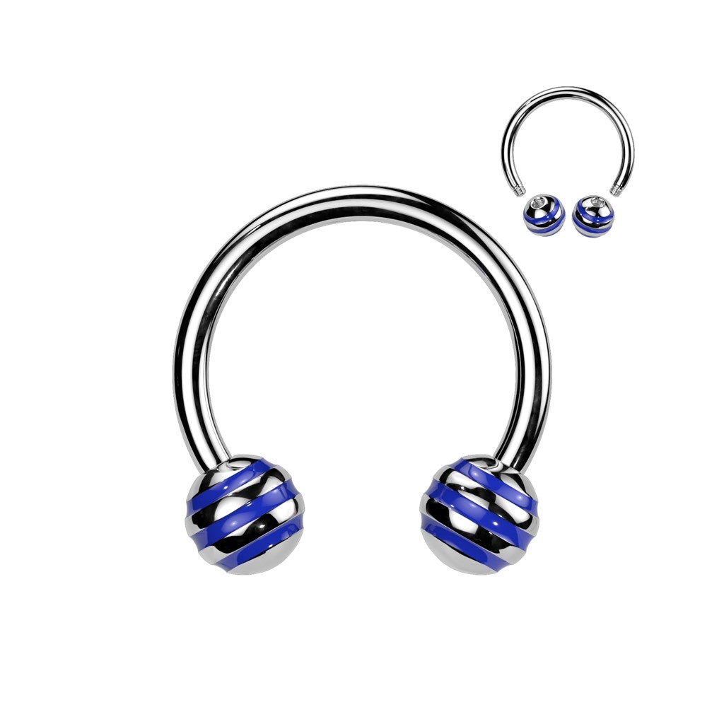 1,6 mm Hufeisenring - Blau gestreift