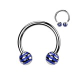 1,6 mm Hufeisenring - Blau gestreift
