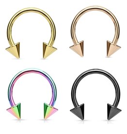 Hufeisenring mit Kegel – Chirurgenstahl 316L / PVD | 1,2 x 8 mm | 4 Farben