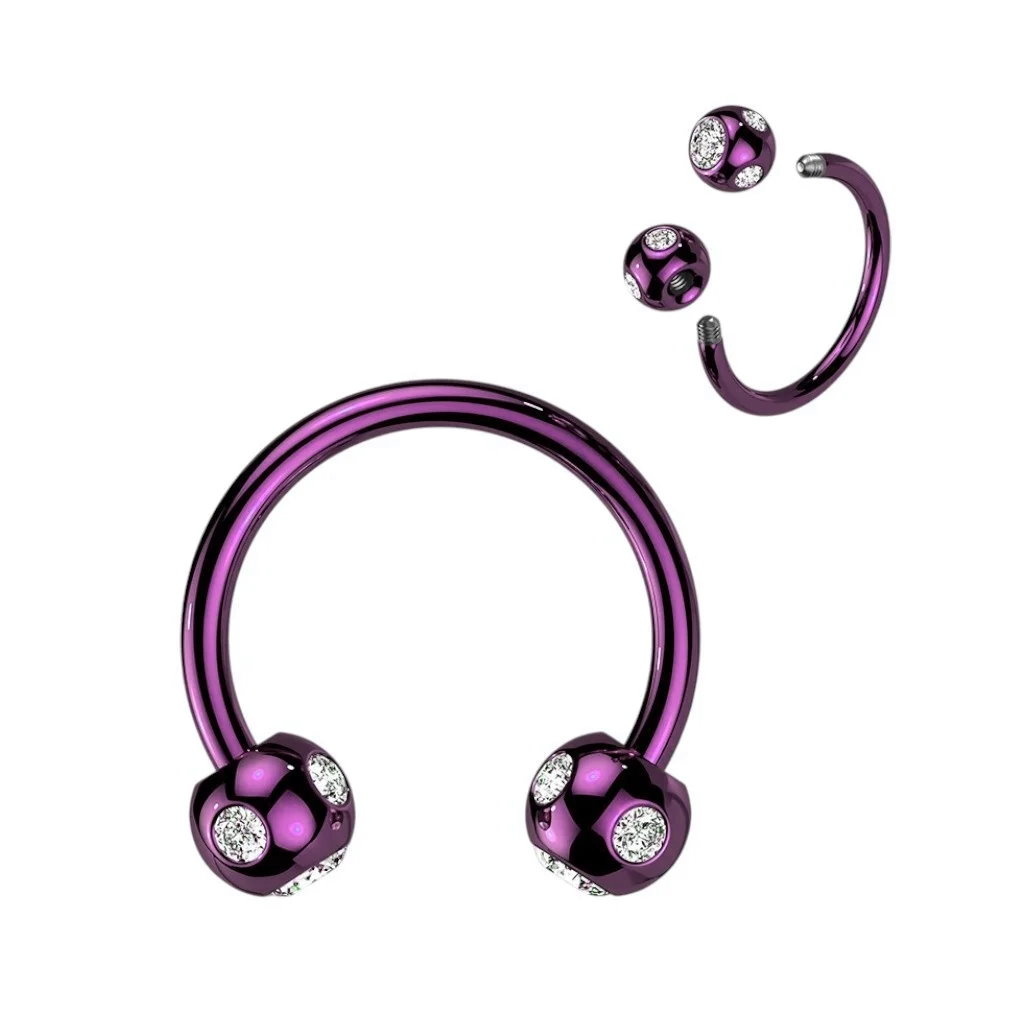 1,2mm Piercingring pink mit Zirkoniasteinchen