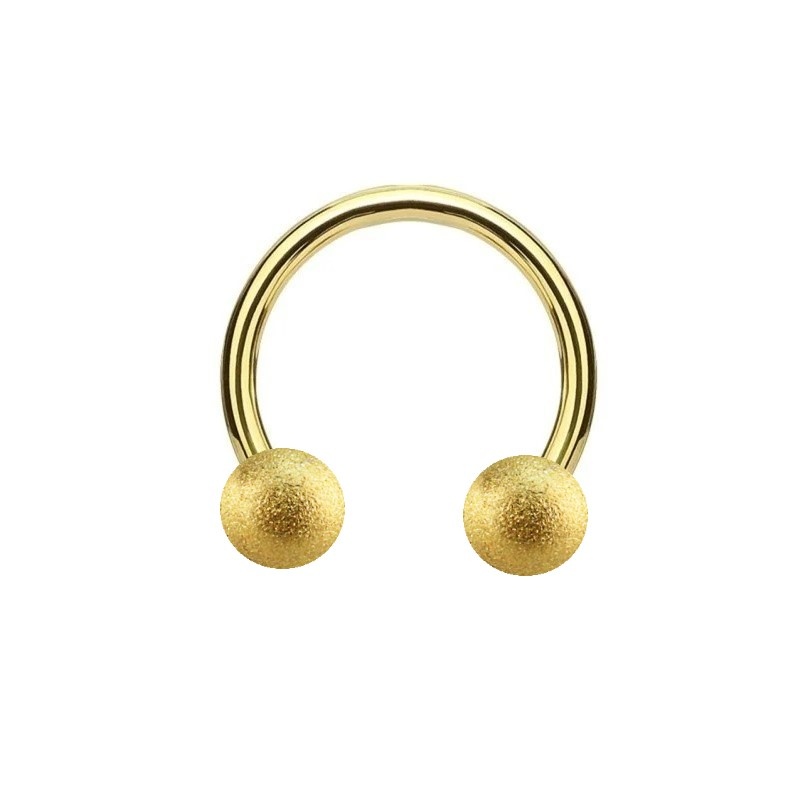 1,6 mm Hufeisen Ring gold mattierte Kugeln