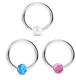 1 mm Piercingring Synthetic Opal