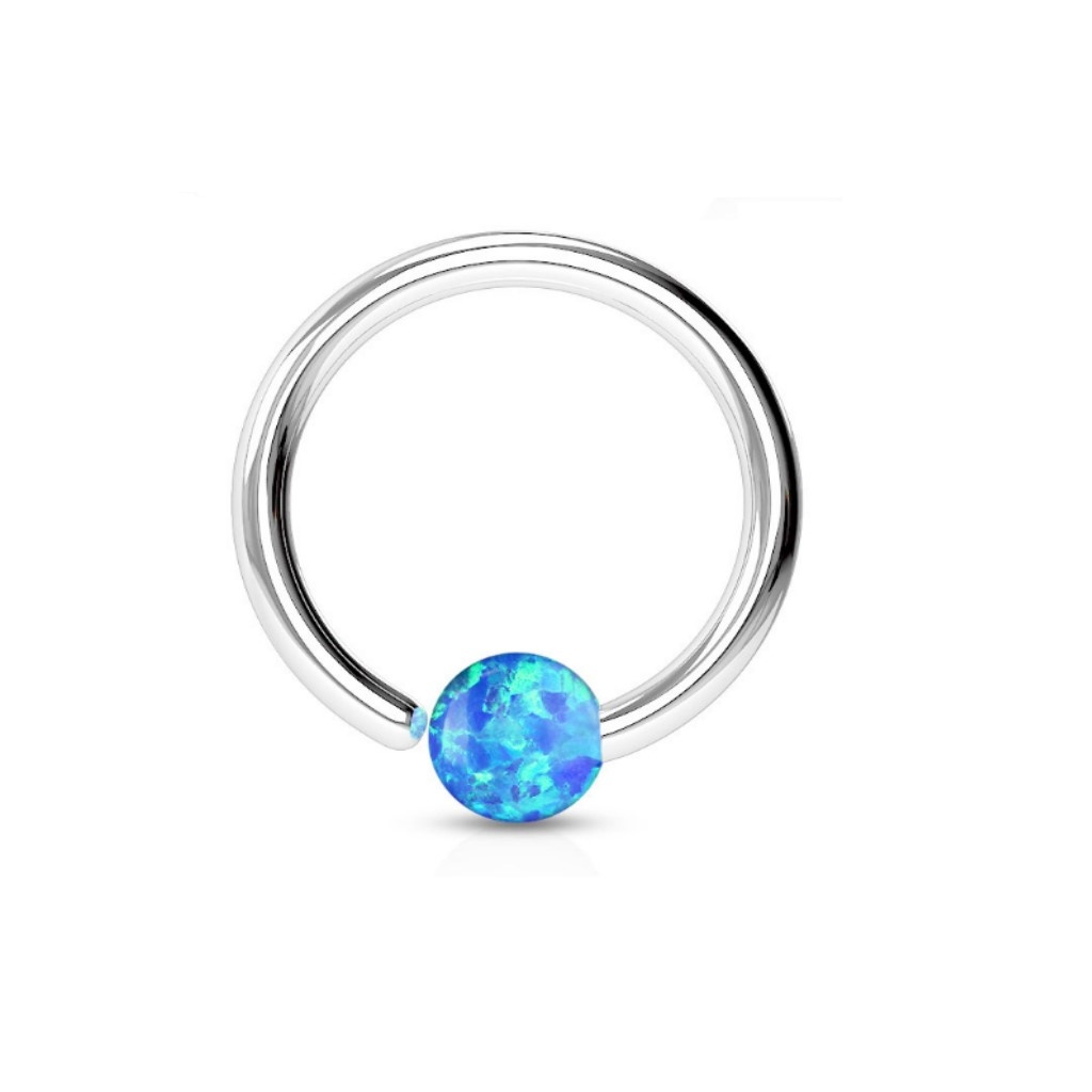 1mm Piercing Ring mit Synthetic Opal