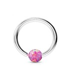 1mm Piercing Ring mit Synthetic Opal