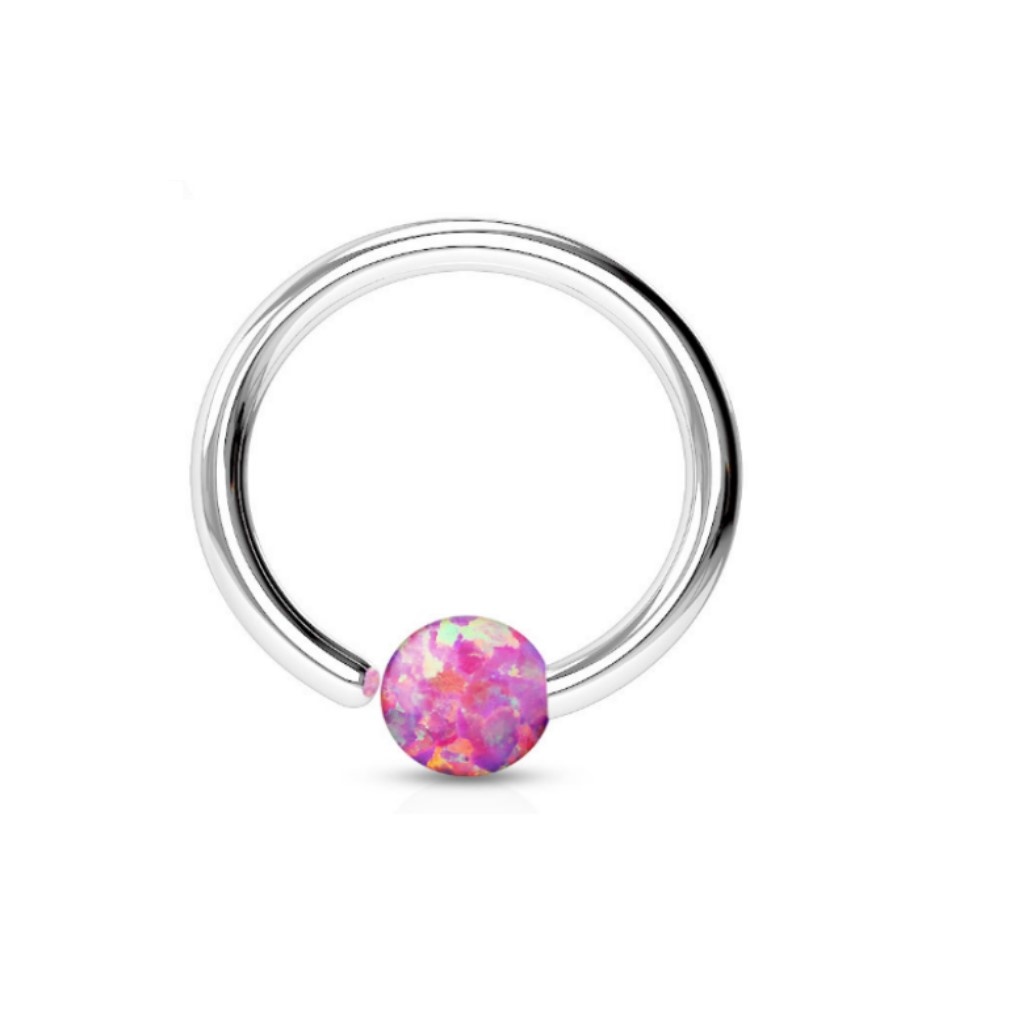 1mm Piercing Ring mit Synthetic Opal