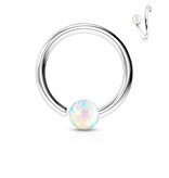 1mm Piercing Ring mit Synthetic Opal