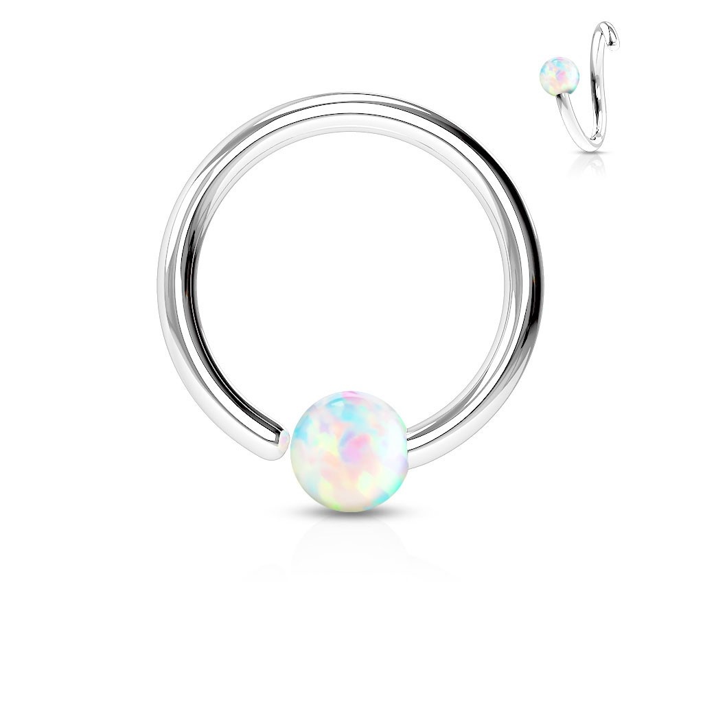 1mm Piercing Ring mit Synthetic Opal