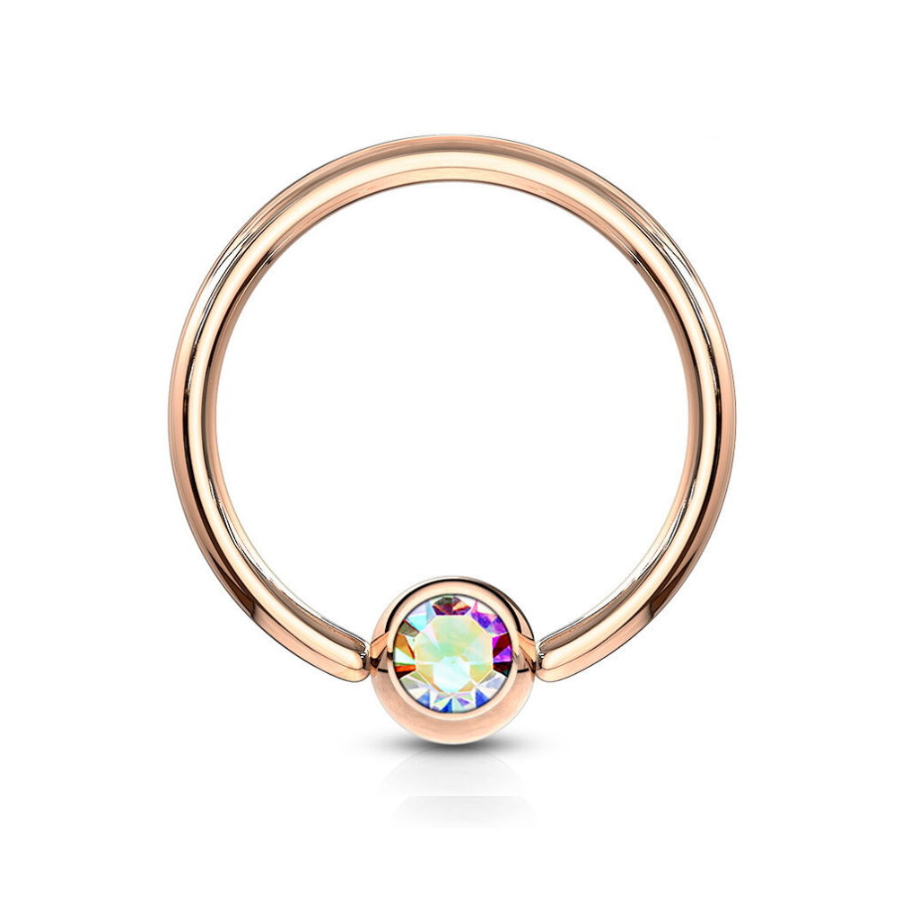 Piercing-Ring 1,6 x10 mm mit Stein